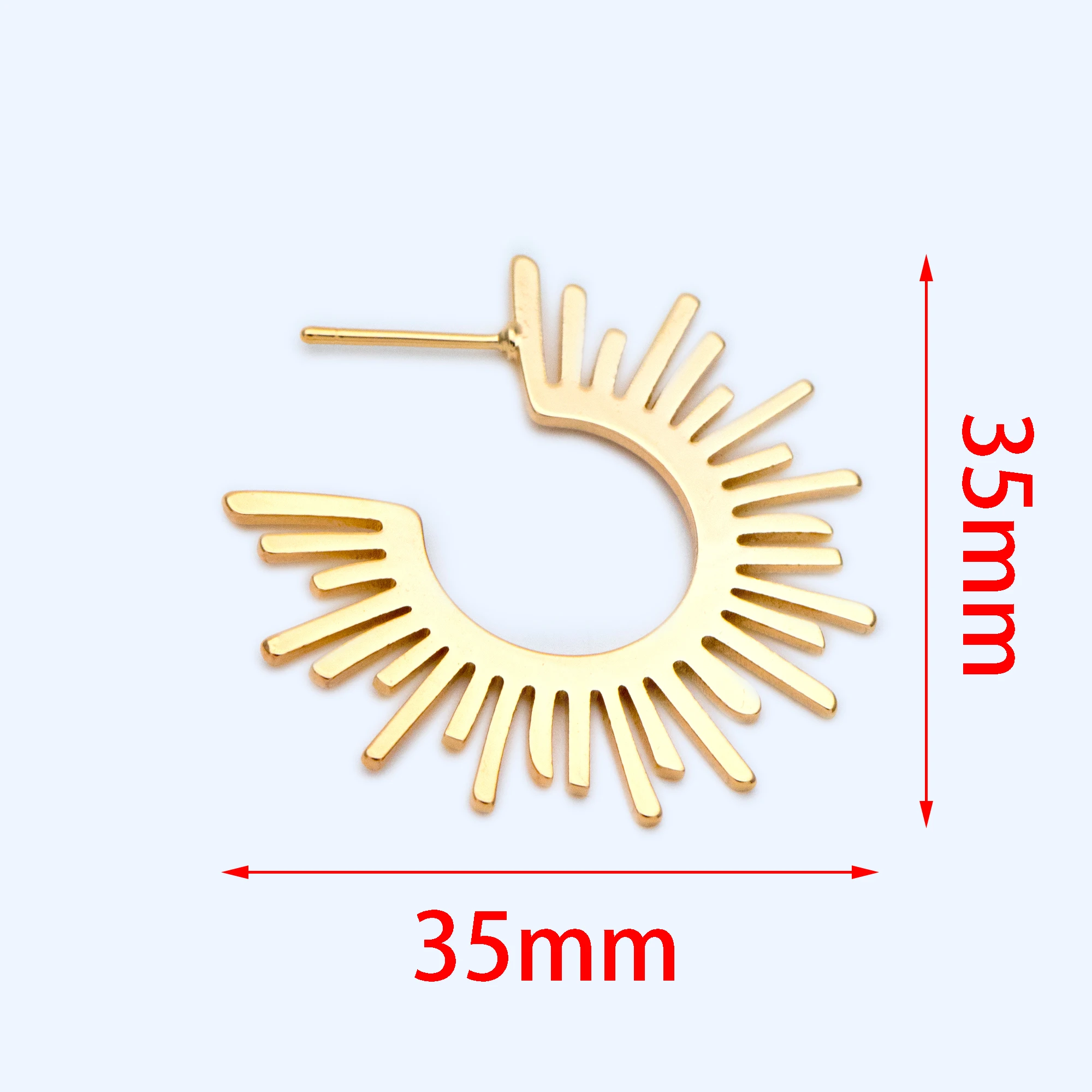 10buc Aur Soarele Rotund Posturi Cercel 35mm (#GB-1227)