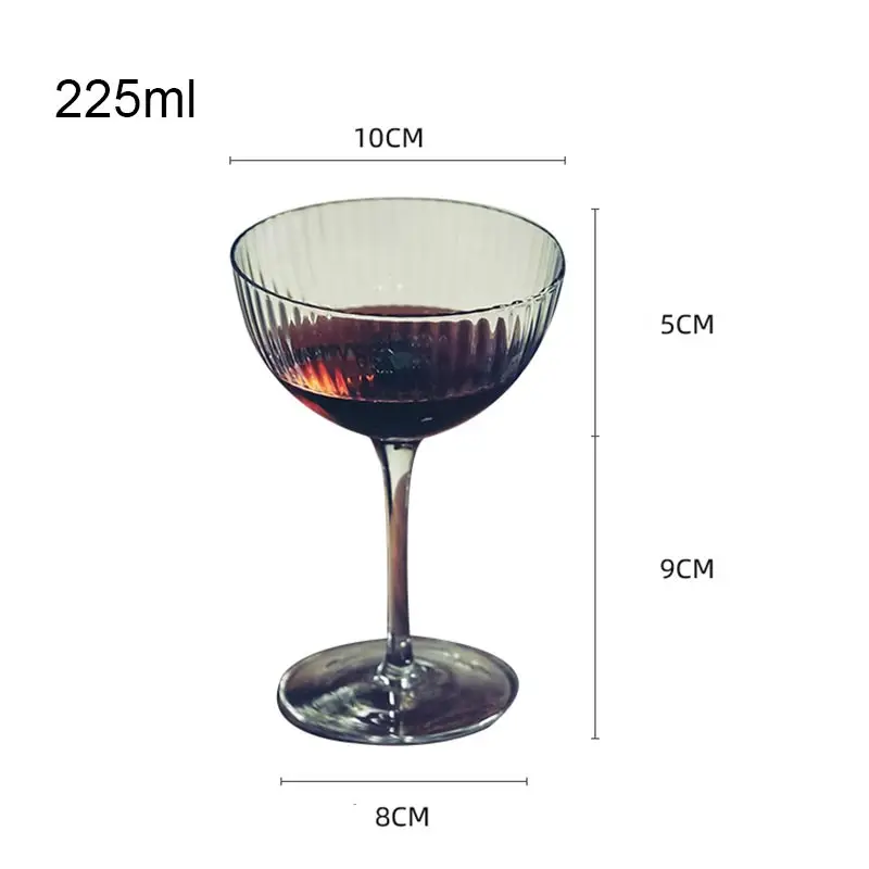 2 buc Retro Vin Cupă de Sticlă Transparentă Margaret Cupa Dungi Pahare de Cocktail Martini cu Suc de Sticlă Ceașcă Petrecere Acasă accesoriile de bar 225ml