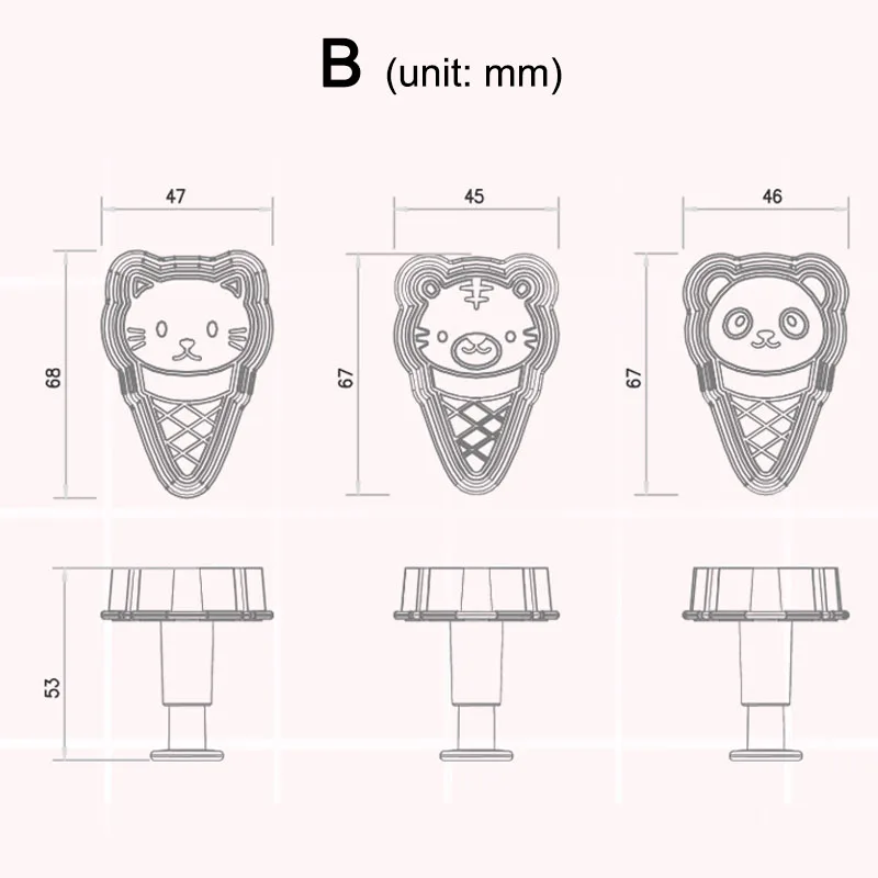 3Pcs/Set Accesorii de Bucatarie Multi-Scop Reutilizabile Tort de Decorare Instrumente de desen Animat Model DIY Ice Cream Biscuit Cookie Mucegai