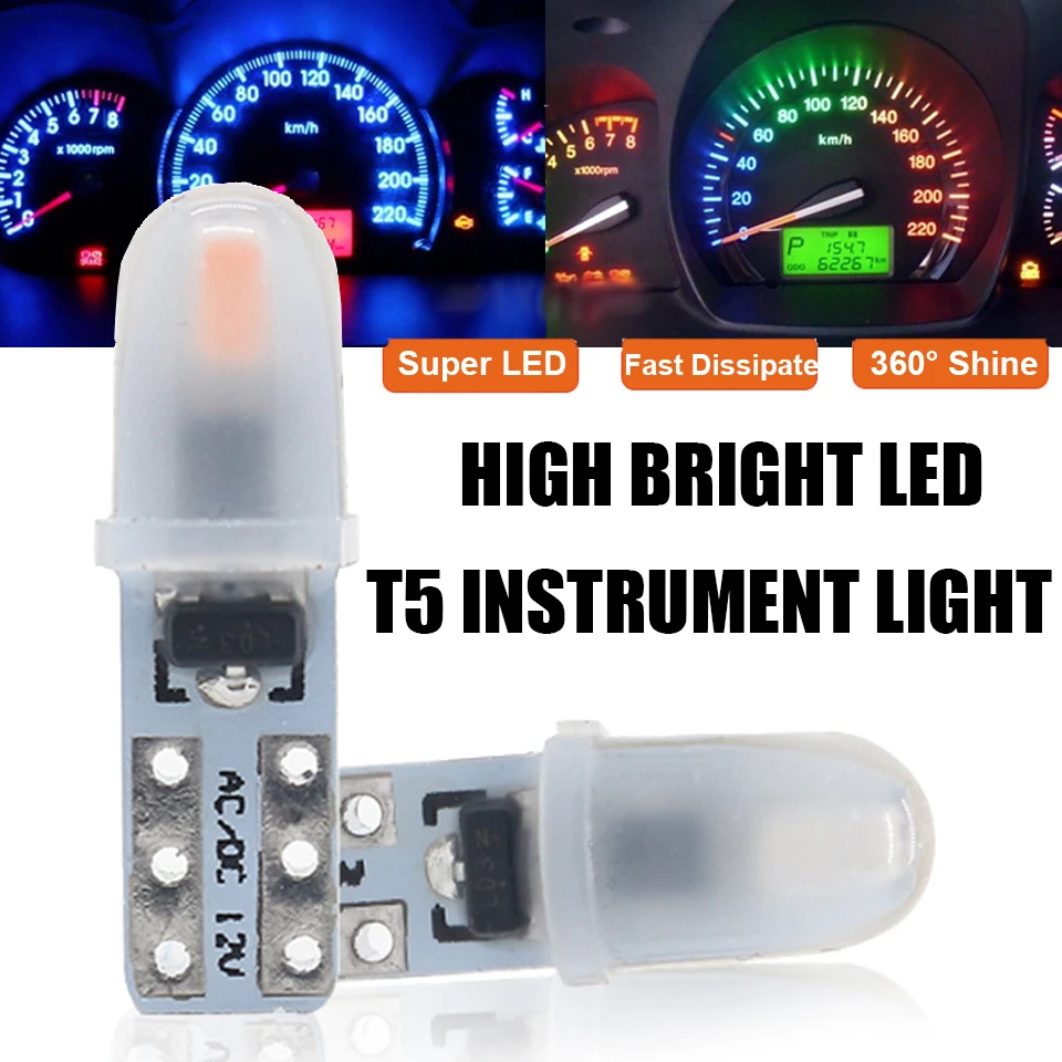 5X mai Noi T5 Led W3W W1.2W Bec Auto Interior Indicator luminos tablou de Bord Gauge Instrument de Pană Lampa Auto lumina de Semnalizare 12V Alb