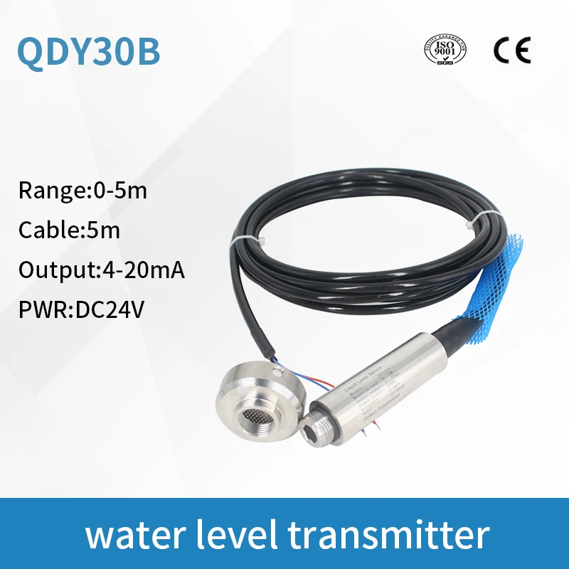 Anti-colmatare a apelor Uzate apă senzor nivel lichid 0.2%FS 4-20mA 5m Gama 5m cablu nivelul emițătorului QDY30B