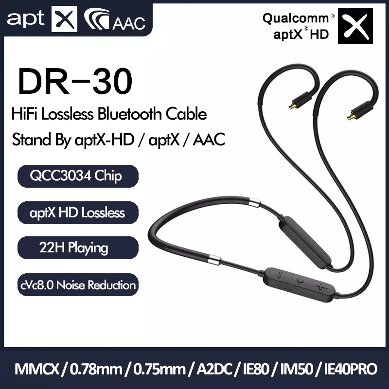 AptxHD Bluetooth Upgrade Cablu QCC3034 Chip pentru MMCX SE215 0.78 0.75 mm 2pin ZSN PRO TRN VX A2DC IE80 IE40PRO HiFi Căști Linie