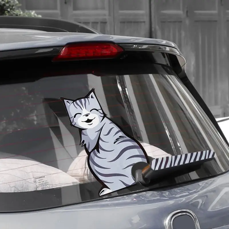 Autocolante Auto Creator De Desene Animate Pisica Se Deplasează Coada Reflectorizante Autocolante Auto Ștergătoarelor Decalcomanii De Parbriz Spate Autocolant Si Caroserie