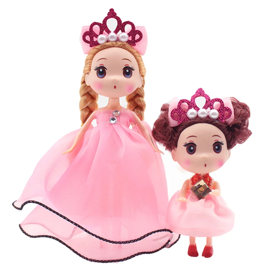 Baby Dolls 2 buc/lot 18cm+12cm Solid din Plastic de Înaltă Calitate, Fete Jucarii Printesa Haine Pentru Fata ziua de nastere cadou de Crăciun
