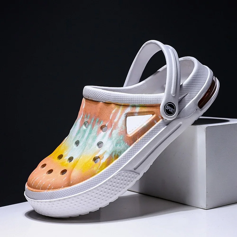 Barbati Unisex Vara Curcubeu De Culori Imprimate Camo Plaja Piscina Găuri Alunecare Pe Pantofi Saboti Sandale Papuci De Casă Slide-Uri De Mari Dimensiuni