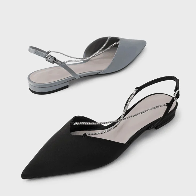 Bej Cu Toc Sandale Plate Pantofi De Vara Pentru Femeie De Mari Dimensiuni Neagră, Fără Primăvară Stras Confort Mare 2021 Subliniat Fete Tesatura Sc