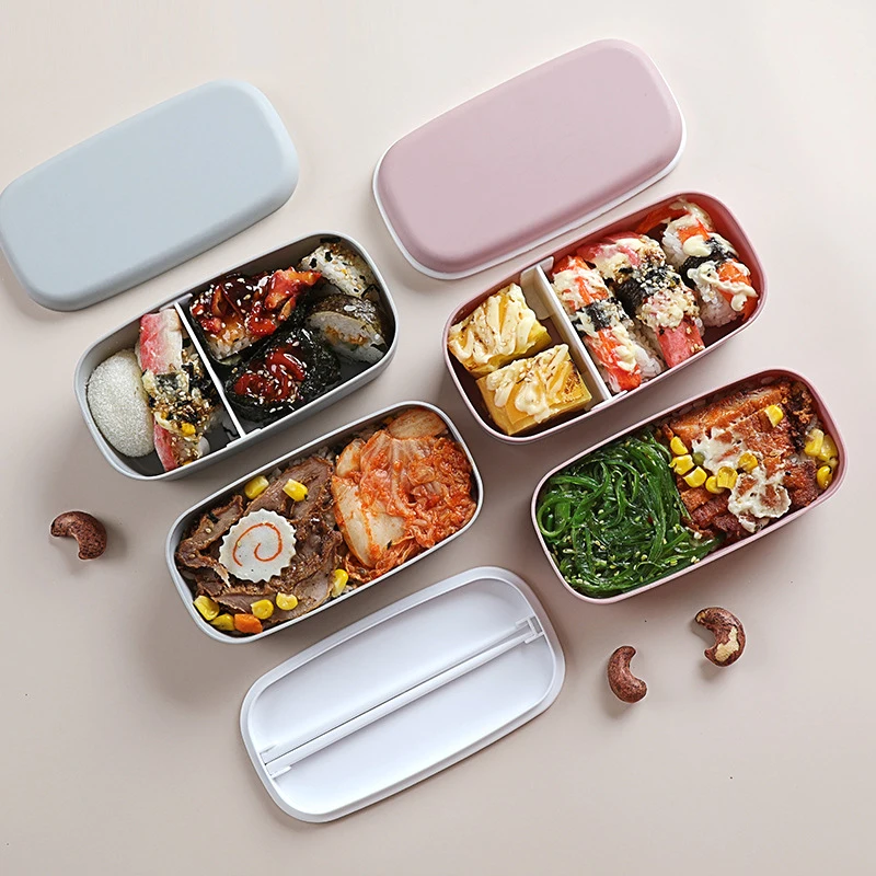 Bento Box Material Plastic Alimentar Frigider Proaspete-păstrarea Cutie Dublu-stratificat Cutie de Prânz cu Microunde Încălzirea Alimentelor Container de Depozitare