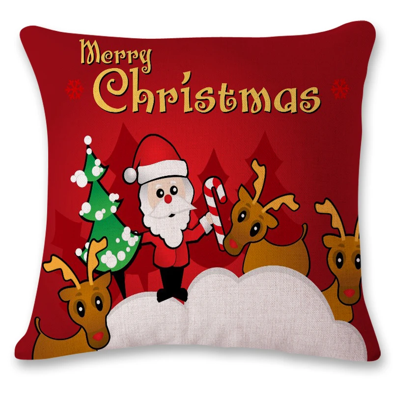 Desene animate de crăciun, om de zăpadă elan Santa suport lombar scaun perna din spate foto personalizate, perne personalizate imprimate lenjerie de pat fata de perna