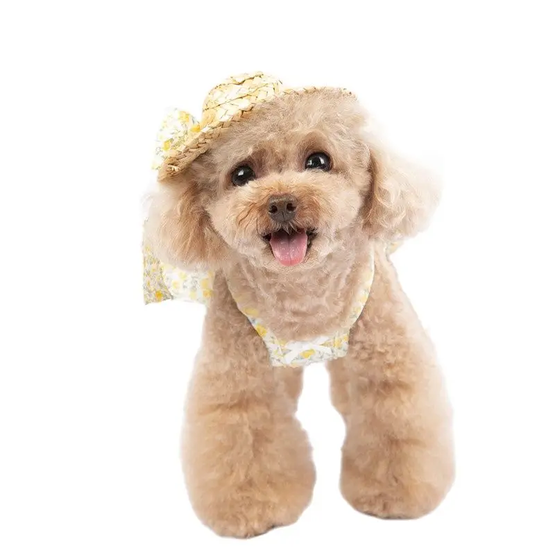 Dog Dress Capac Pălărie De Vară Catelus Costume Fusta Rasa Chihuahua, Yorkshire Pomeranian Pudel Schnauzer Îmbrăcăminte, Mic Câine Haine