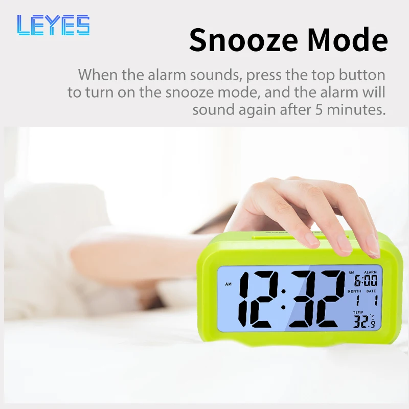 Dormitorul de Lângă Ceas cu Alarmă Dimineața LED de Masa Electronic Ceas Digital cu Temperatura Umiditate Birou Stație Meteo