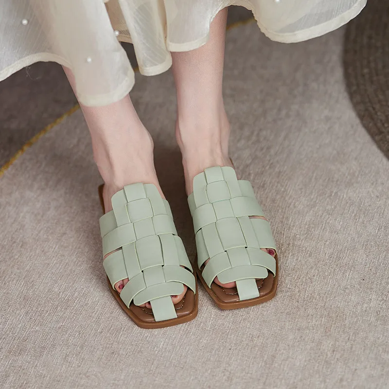 FEDONAS Deget de la picior Pătrat Femei Papuci Design Clasic, Toc Gros Sandale Feminine 2021 Moda Casual de Vara de Bază Pantofi Retro Femeie