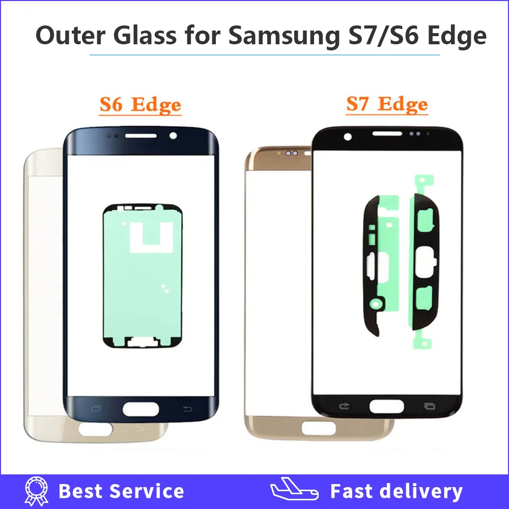 Fața Exterioară Lentile de Sticlă înlocuirea Capacului Pentru Samsung Galaxy S6 S7 Edge G925 G935 G935F G935FD de sticlă LCD S7 S6 Edge cu Adeziv