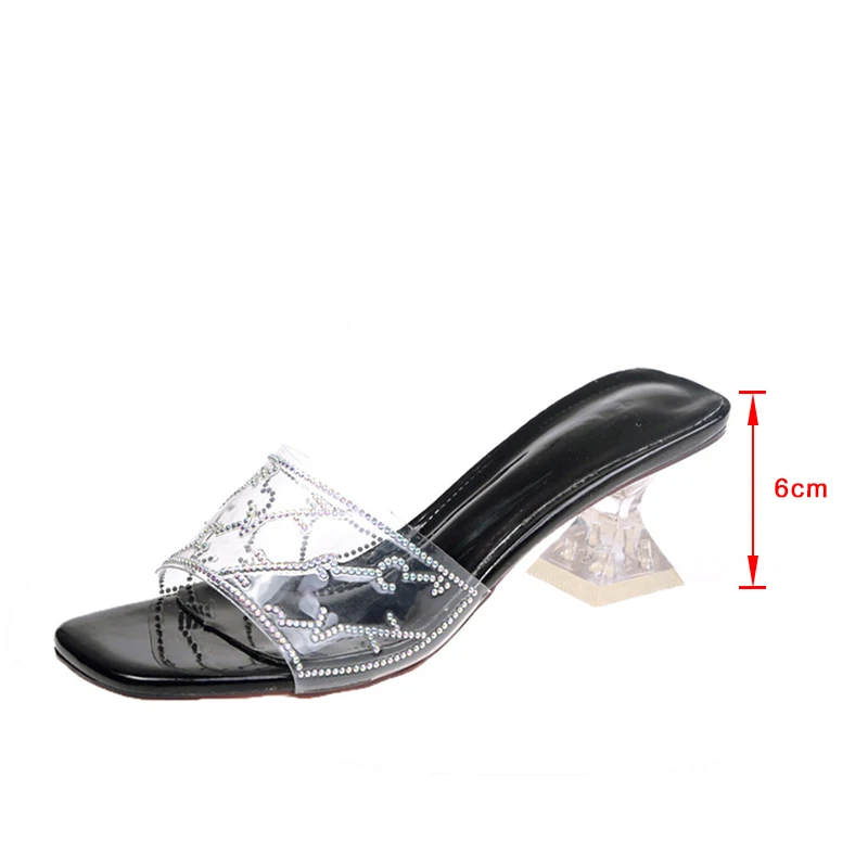 Femei de Moda Transparent Papuci de Vara Doamnelor Square Toe Tocuri Conice Noi Doamnelor PVC de Exterior Elegant Pantofi 2021 Încălțăminte