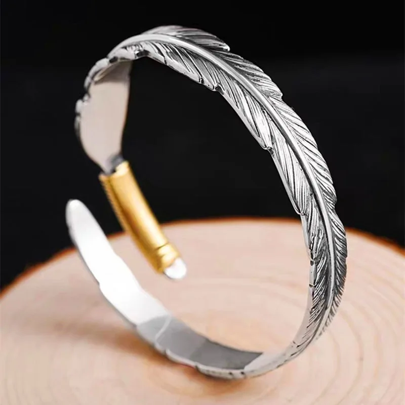 Foxanry Argint 925 Etnice Brcacelet pentru Femei de Moda Noua Creatie Pene Manual Petrecere de Aniversare Cadouri Bijuterii