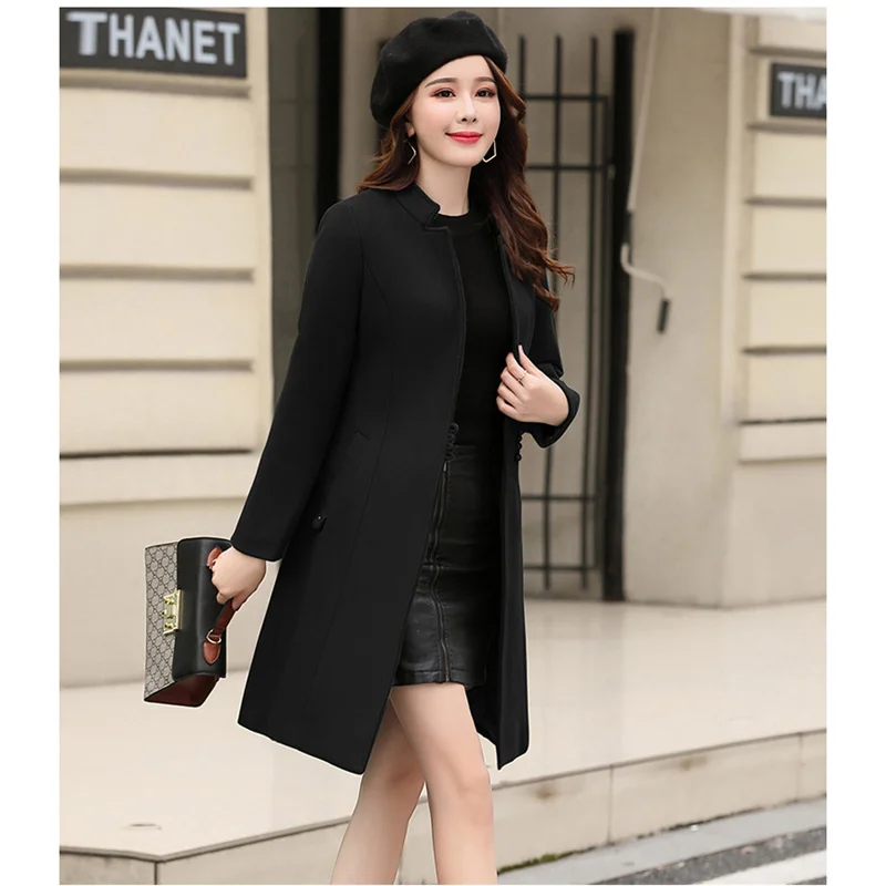 Haină De Lână Femei 2021 Nou Toamna Iarna Coreean Plus Size Slim Topuri Rosu Gri Negru De Moda Temperament Mult Amestecuri Jacheta N1108