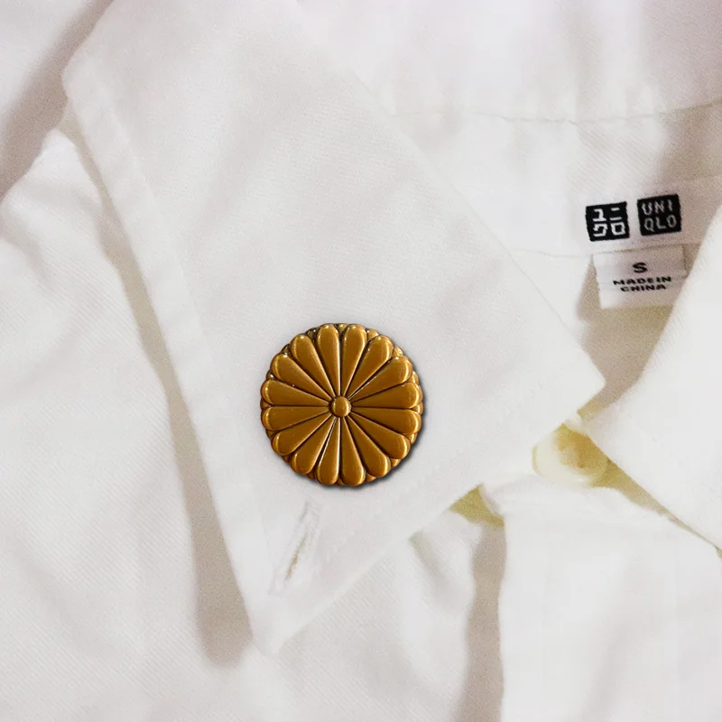 Japonia Naționale, Emblema De Aur Sigiliu Imperial Pin Broșă Șaisprezece Petale De Crizantema Familiei Imperiale Japoneze Blazonul, Insigna