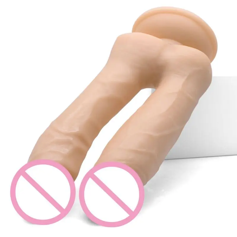 Mari Silicon Dubla Penetrare Penis Artificial Realist Anal Dildo Jucării Pentru Adulți Pentru Cupluri Jucarii Sexuale Pentru Ea Pizde Penis Artificial Ventuza