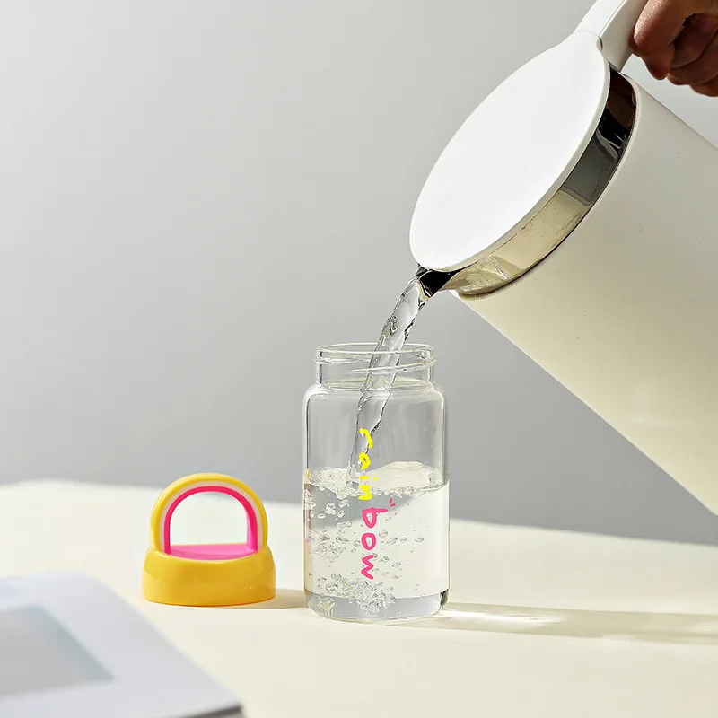 Mini Drăguț Sticla de Apa 350ml de Moda Lapte Flacon de Sticlă Drinkware Waterbottle Eco-friendly Sticlă Borosilicată Ceașcă de Ceai Cana de Cafea