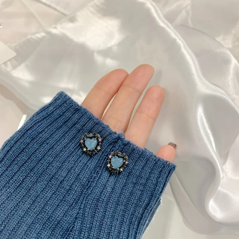 Moda Vintage Inima Albastru Zircon Cristal Cercei Stud pentru Femei de Lux Simplu Mic Ureche Stud Cercei Bijuterii Accesorii