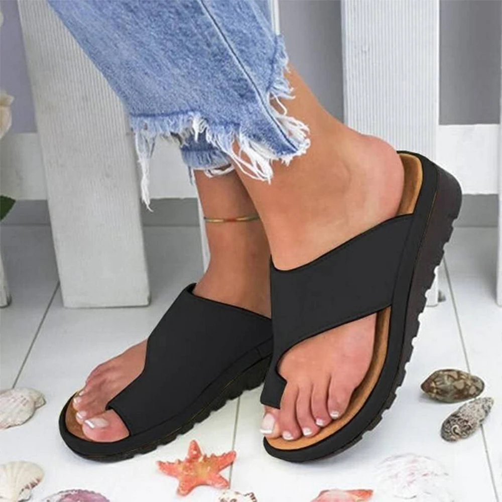 Noi Femeile Papuci De Plat Unic Casual Moi Degetul Mare Picior Sandale Femei Pantofi Confortabil Platforma Ortopedica Inflamație La Picior Corector
