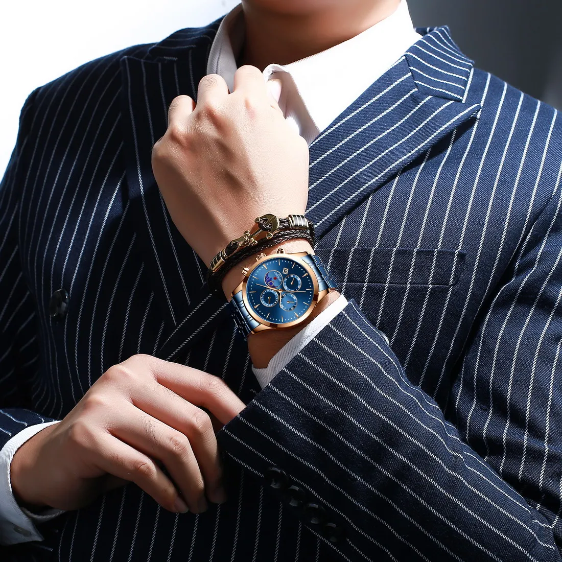 RECOMPENSA Brazilia vânzare Fierbinte Casual Sport Cronograf Ceasuri Barbati din Oțel Inoxidabil Trupa Ceas Big Dial Cuarț Ceas
