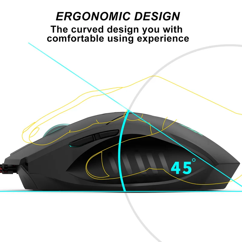 USB Wired Gaming Mouse Ergonomic 3200DPI Reglabil 6 Butoane LED-uri Optice Profesionale Soareci de Calculator pentru PC, Laptop Mouse Gamer