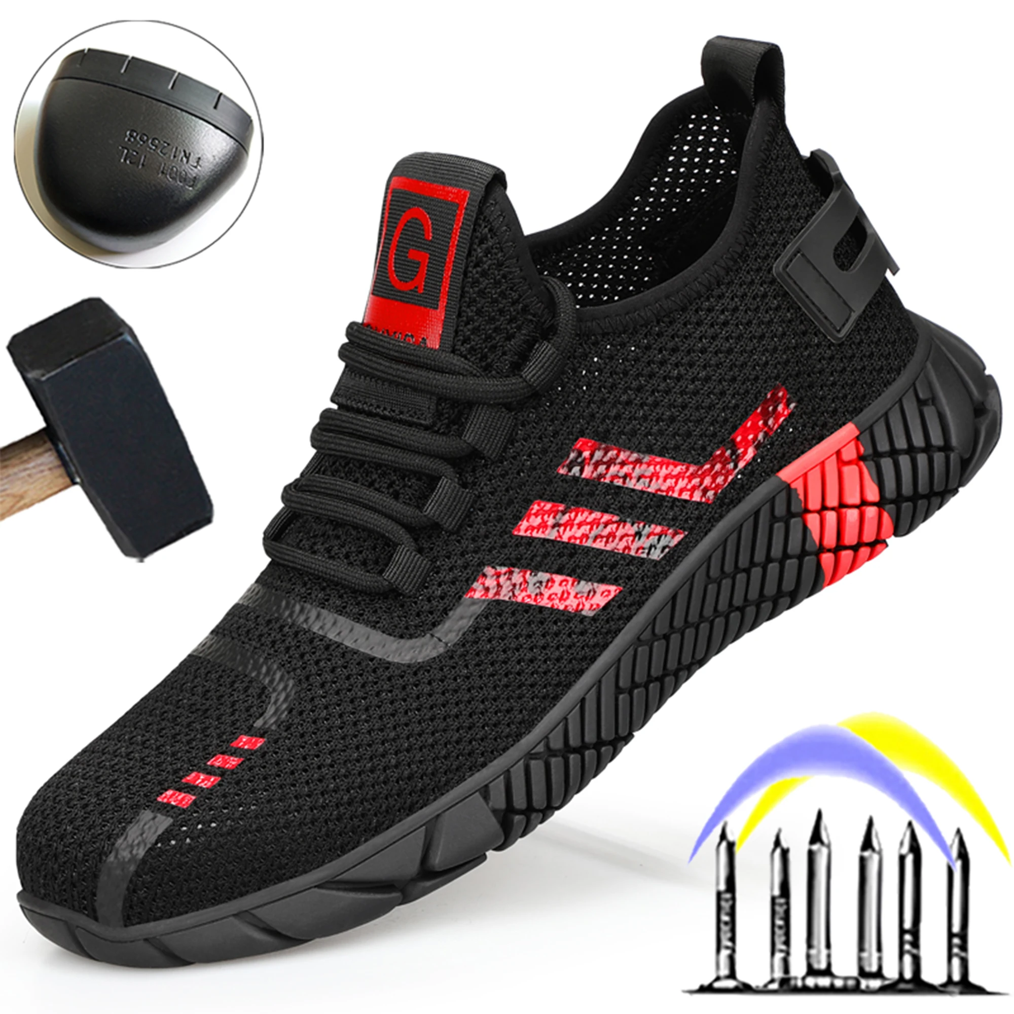 Vara Masculin Siguranță Pantofi Ochiurilor De Plasă Respirabil De Muncă Adidasi Barbati Pantofi Indestructibil Steel Toe Pantofi Anti-Puncție Pantofi De Protecție