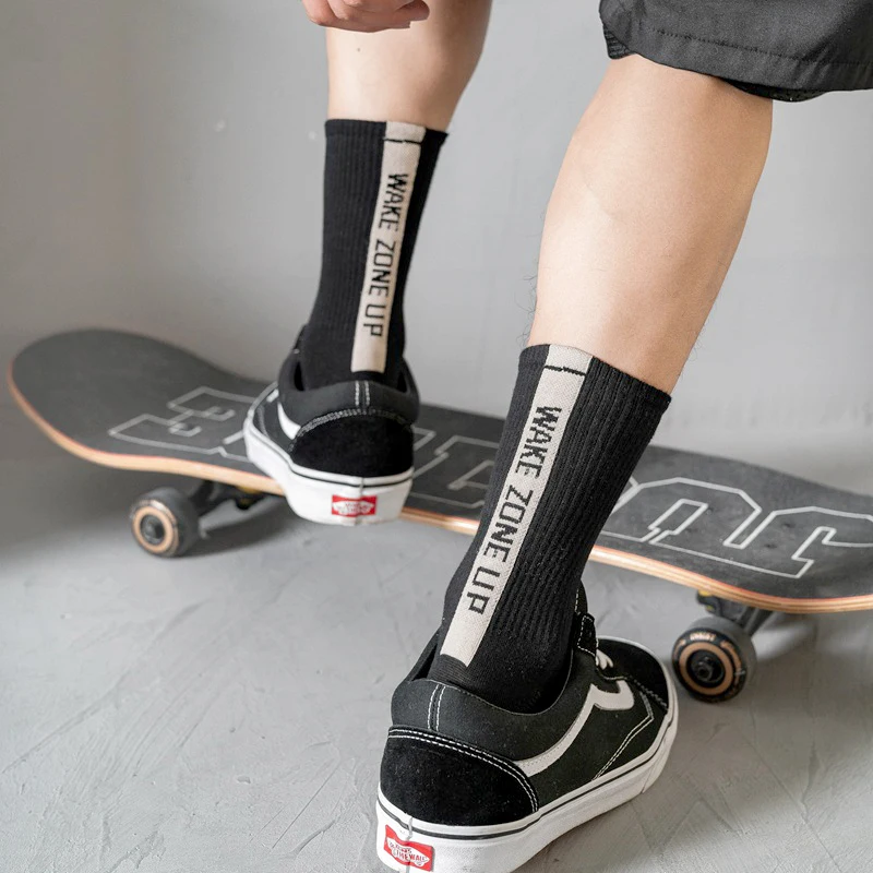 Șosete pentru bărbați Fericit Șosete Om Bumbac Sport Funcționare Sudoare Absorbant Solid de Culoare Skateboard Șosete Amuzante sex Masculin